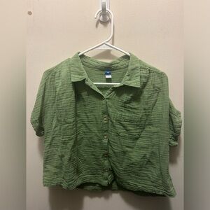 Old Navy Green Button Up Short Sleeve Top